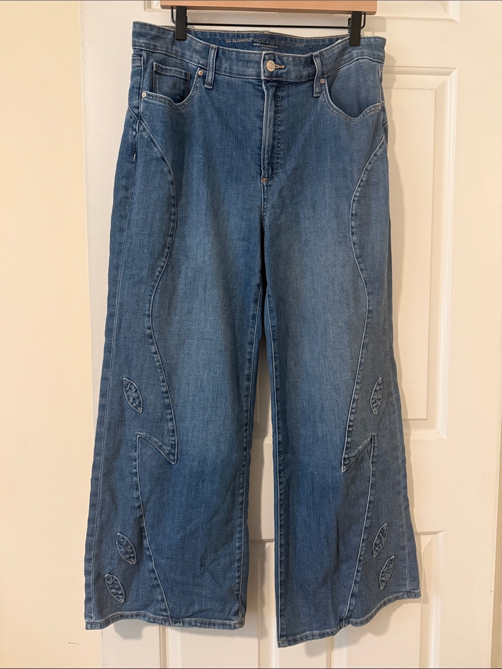 Chico's Blue Wide-Leg Flare Jeans with Curved Paneling